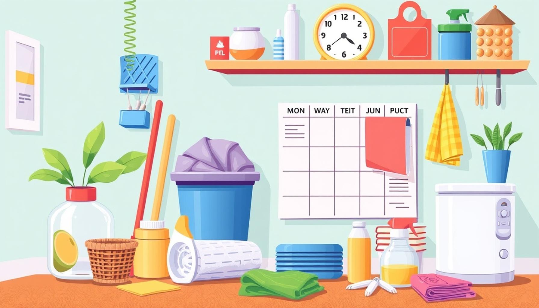 Implementing a Weekly Cleaning Schedule: How Organizational Strategies Enhance Home Maintenance Efficiency
